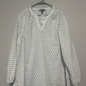 Lane Bryant White Top with‎ Black Dots